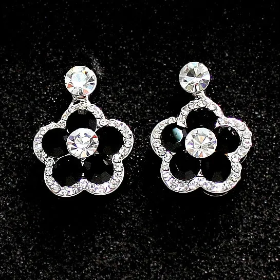 Flower Party Crystal Jet Earring Necklace Set birthday gifts for her