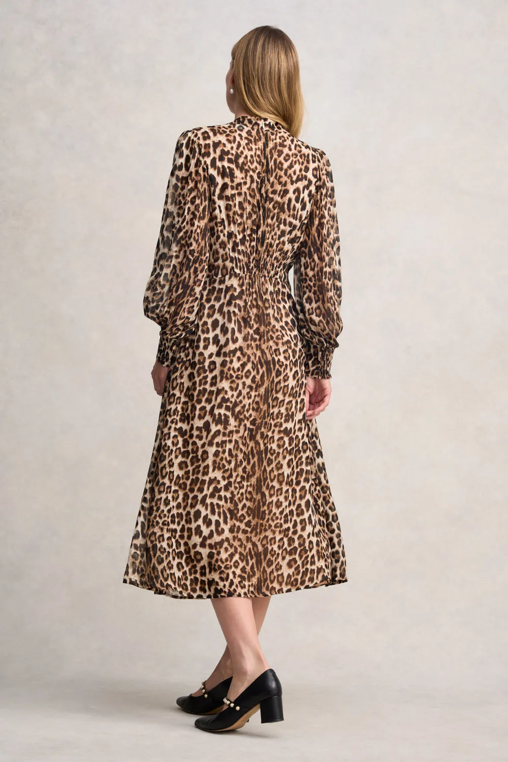 Georgette Print Dress - Leopard Print