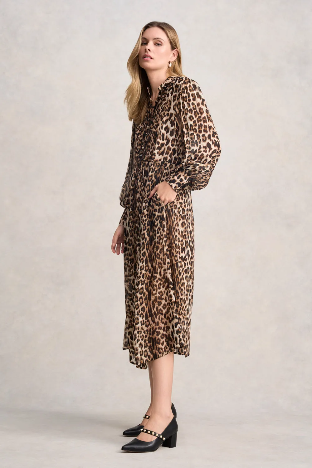 Georgette Print Dress - Leopard Print