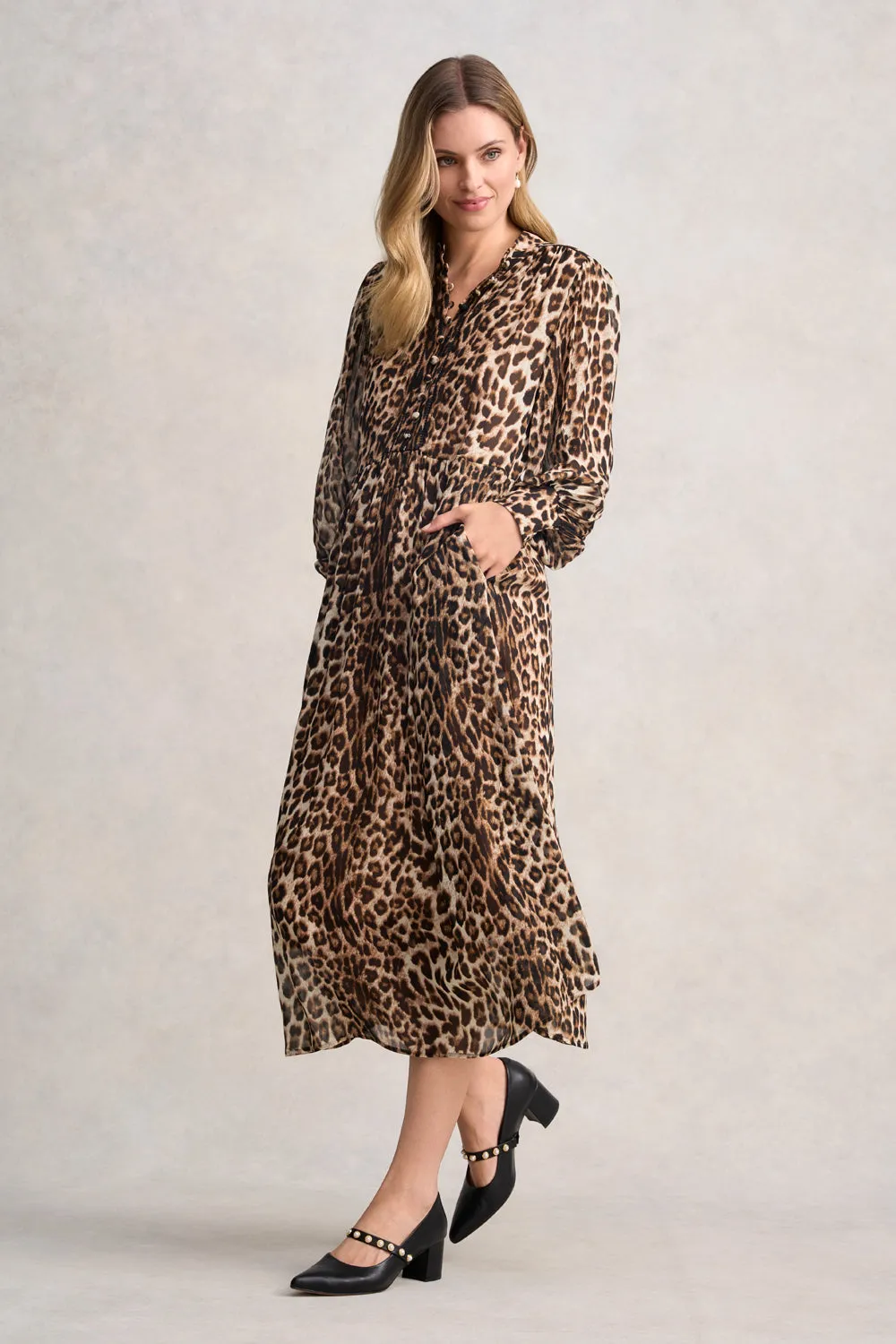 Georgette Print Dress - Leopard Print