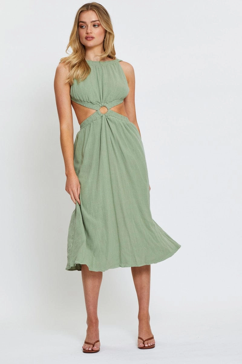 Green Midi Dress Sleeveless