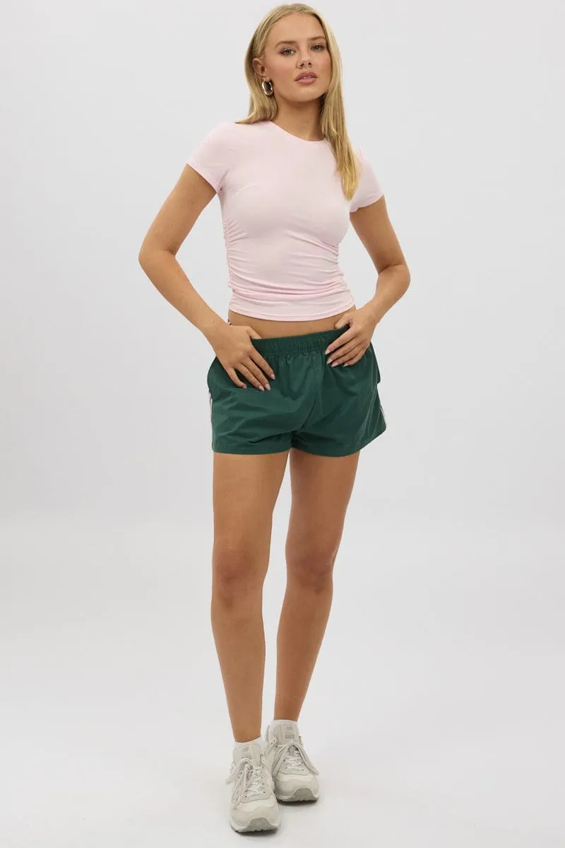 Green Track Shorts Side Stripe