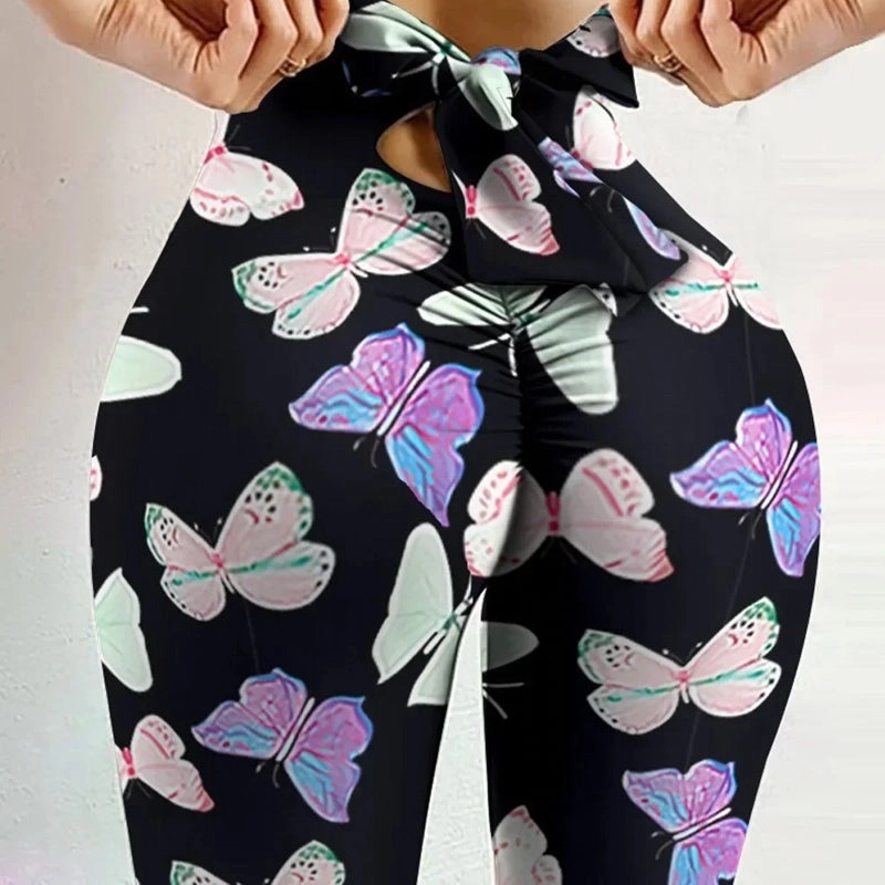 High Waist Sexy Bow Bandage Yoga Pants