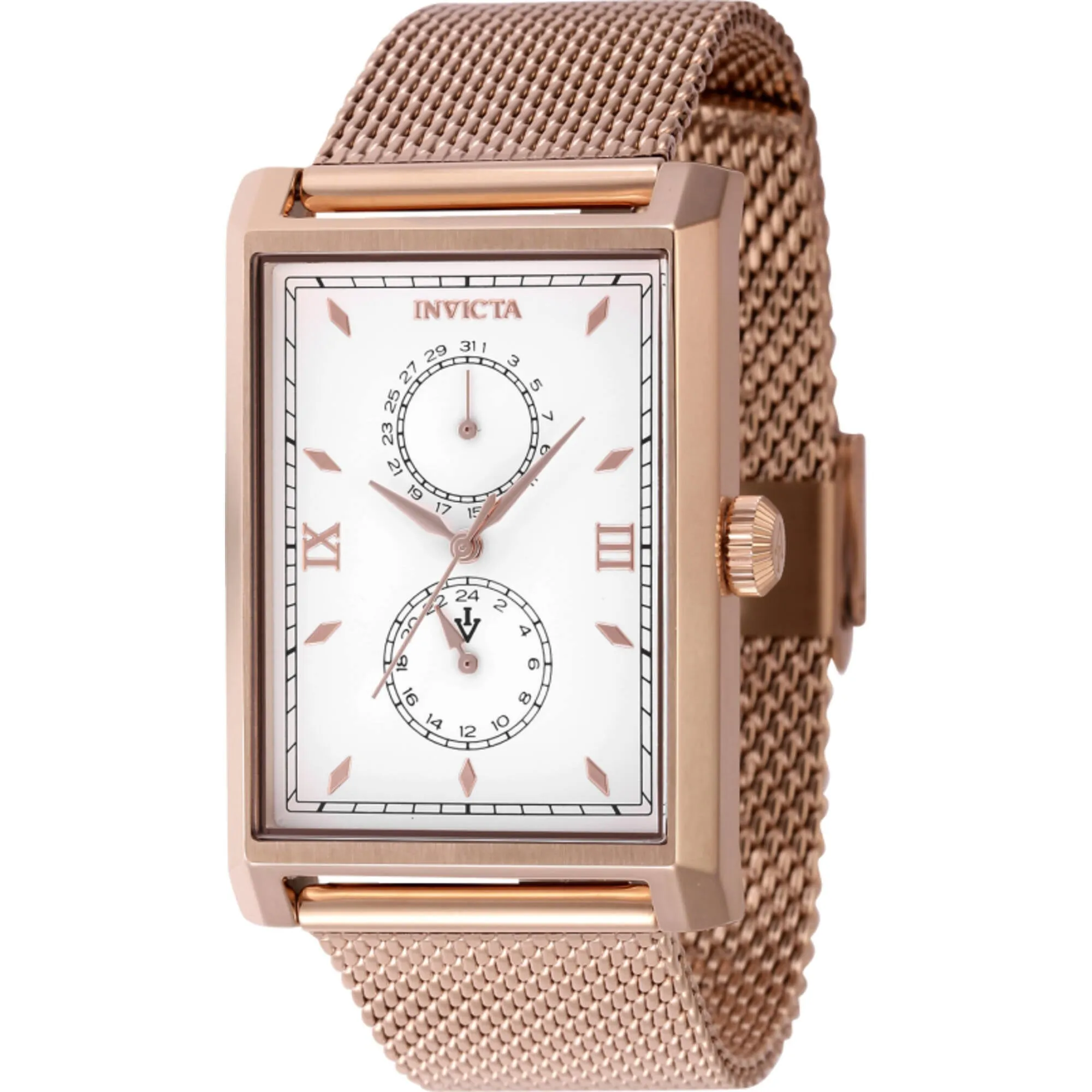 Invicta Men's Watch - Vintage White Dial Rose Gold Steel Bracelet Quartz | 46861