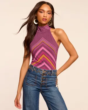 Jenna Chevron Knit High Neck Tank Top