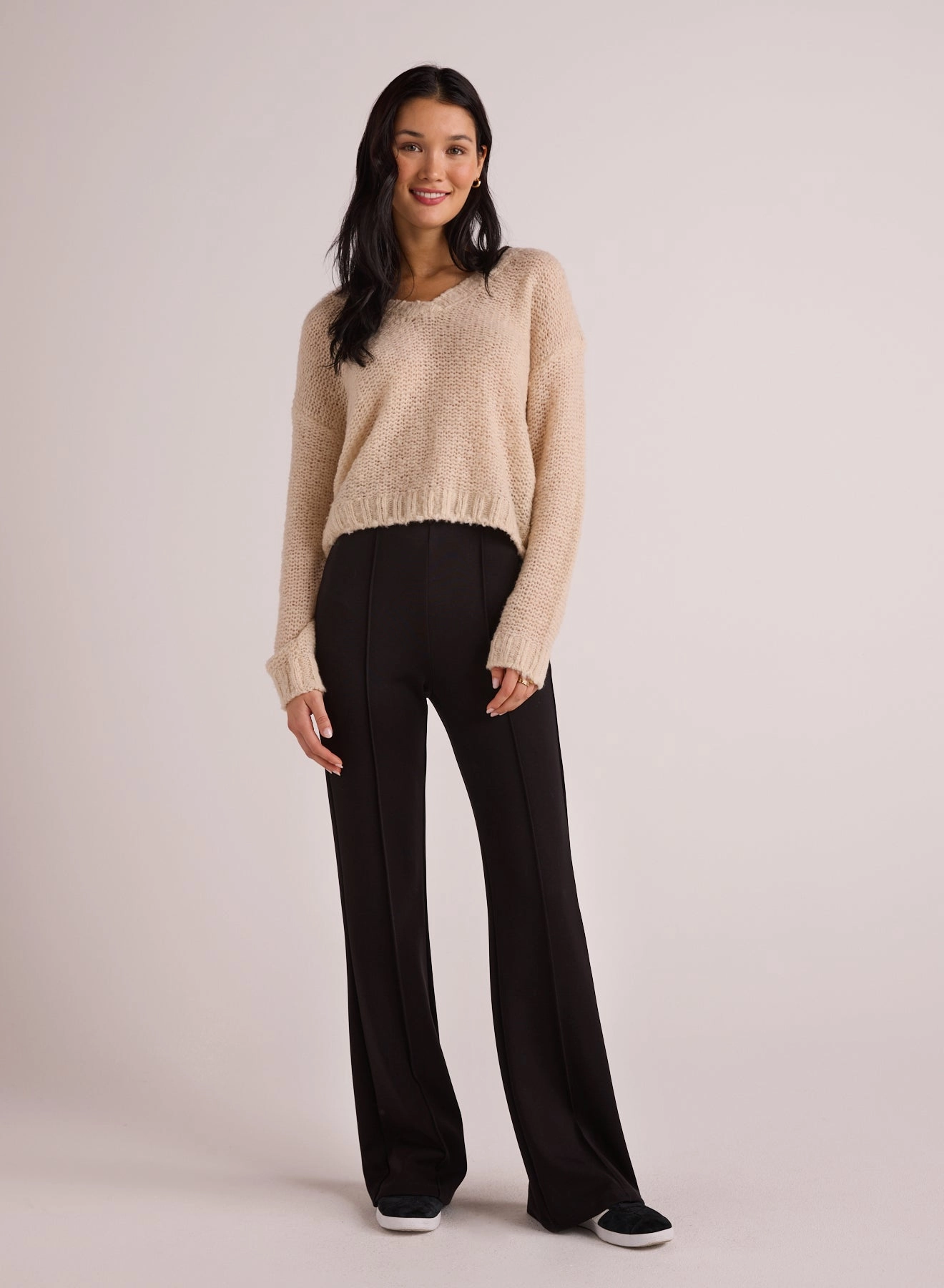 Jordyn Pintuck Ponte Pant - Black