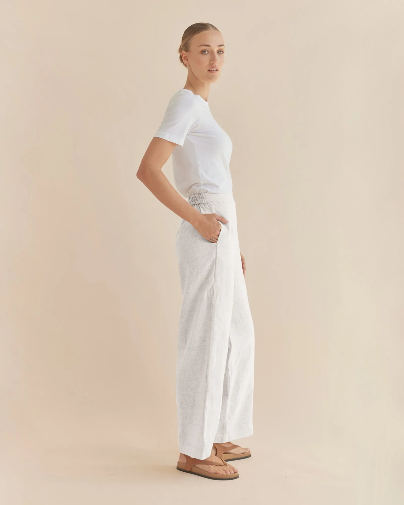 Mabel Linen Pant - White