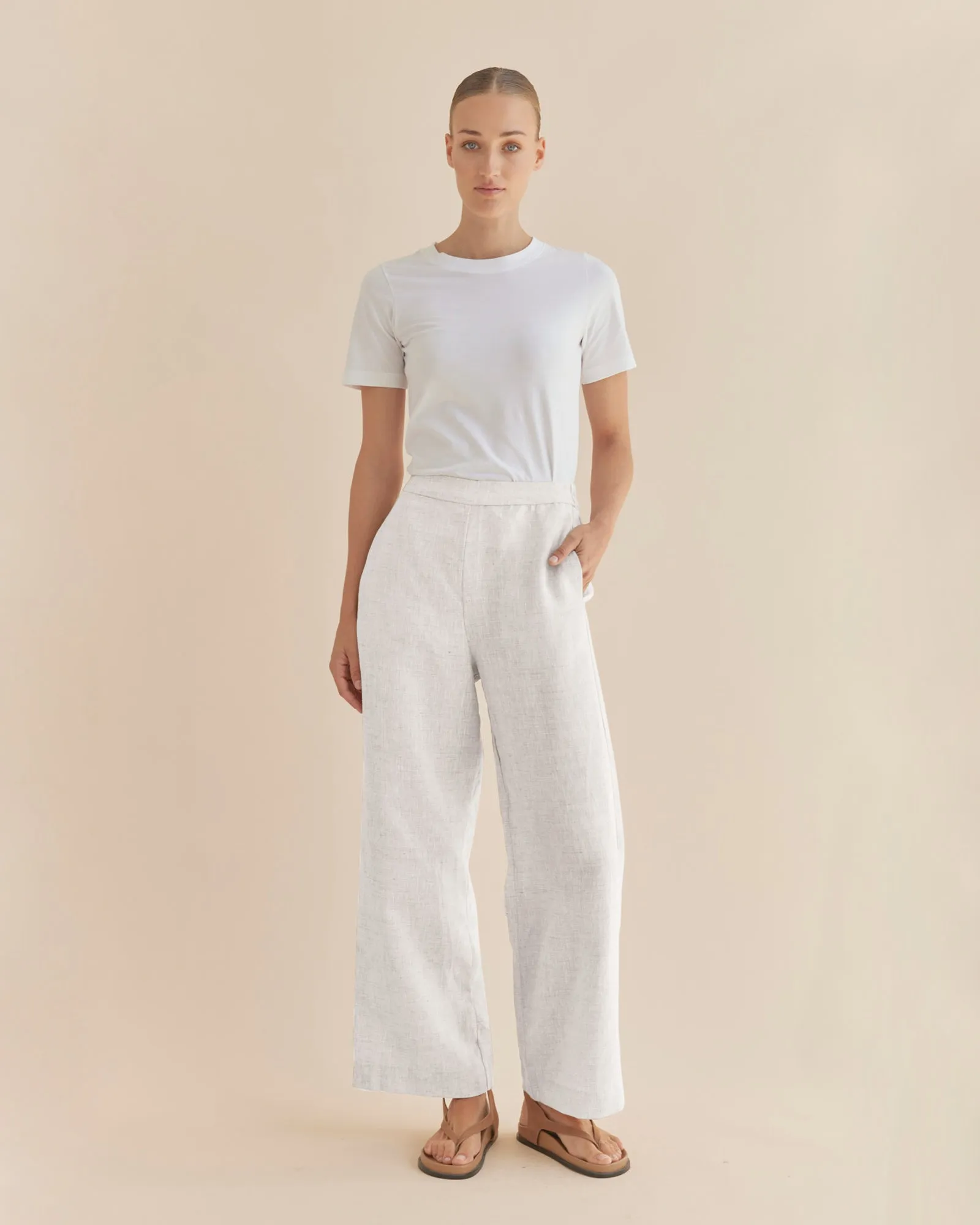 Mabel Linen Pant - White
