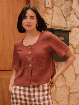 Maeve Women's Linen Button Top | Multiple Colours