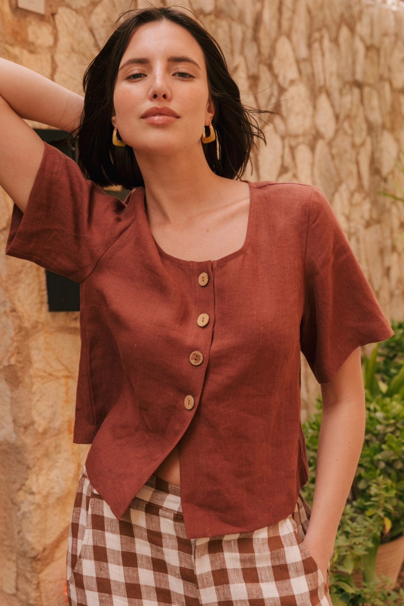 Maeve Women's Linen Button Top | Multiple Colours