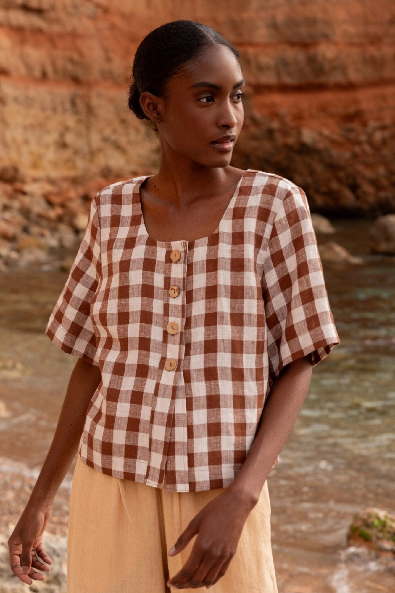 Maeve Women's Linen Button Top | Multiple Colours