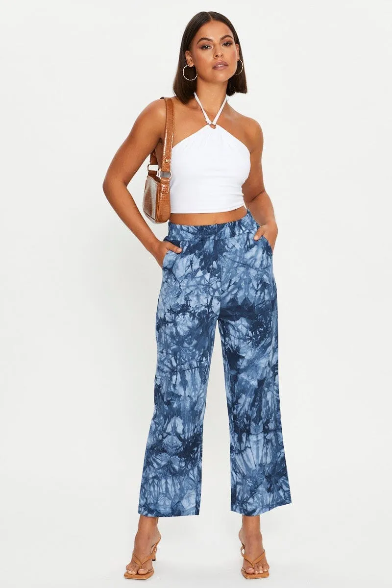 Multi Tie Dye Wide Leg Jean