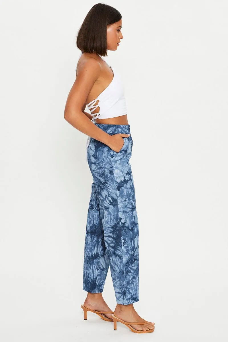 Multi Tie Dye Wide Leg Jean