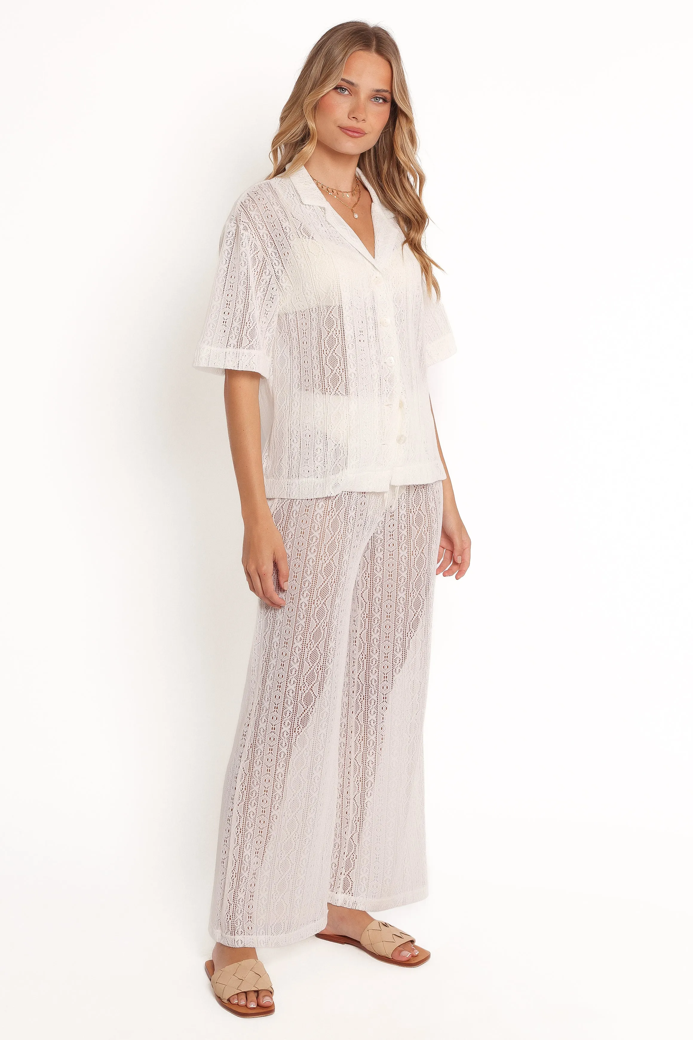 Nalani Knit Pant Set - White