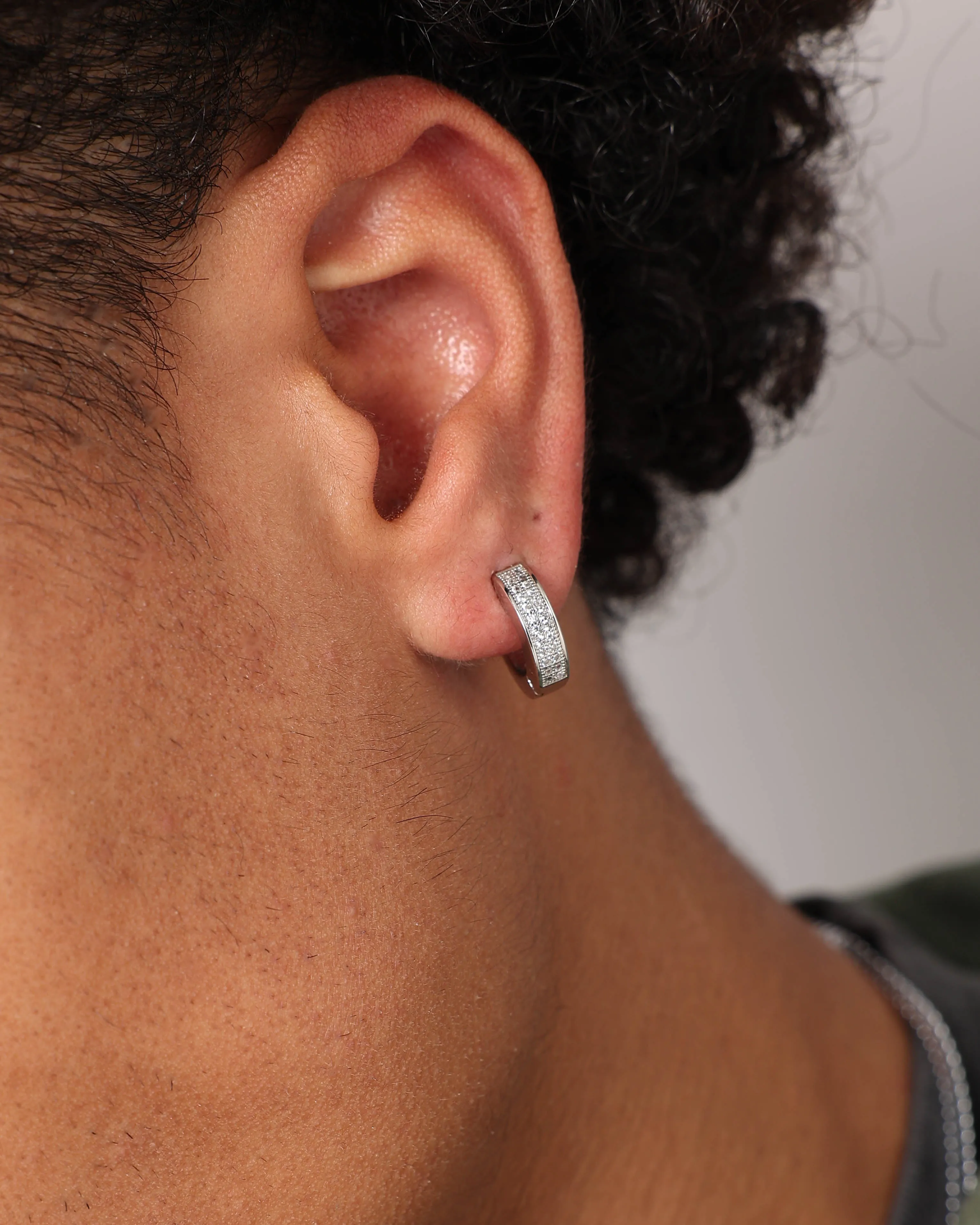 NXS Chilli Hoop Earring Iced White Gold