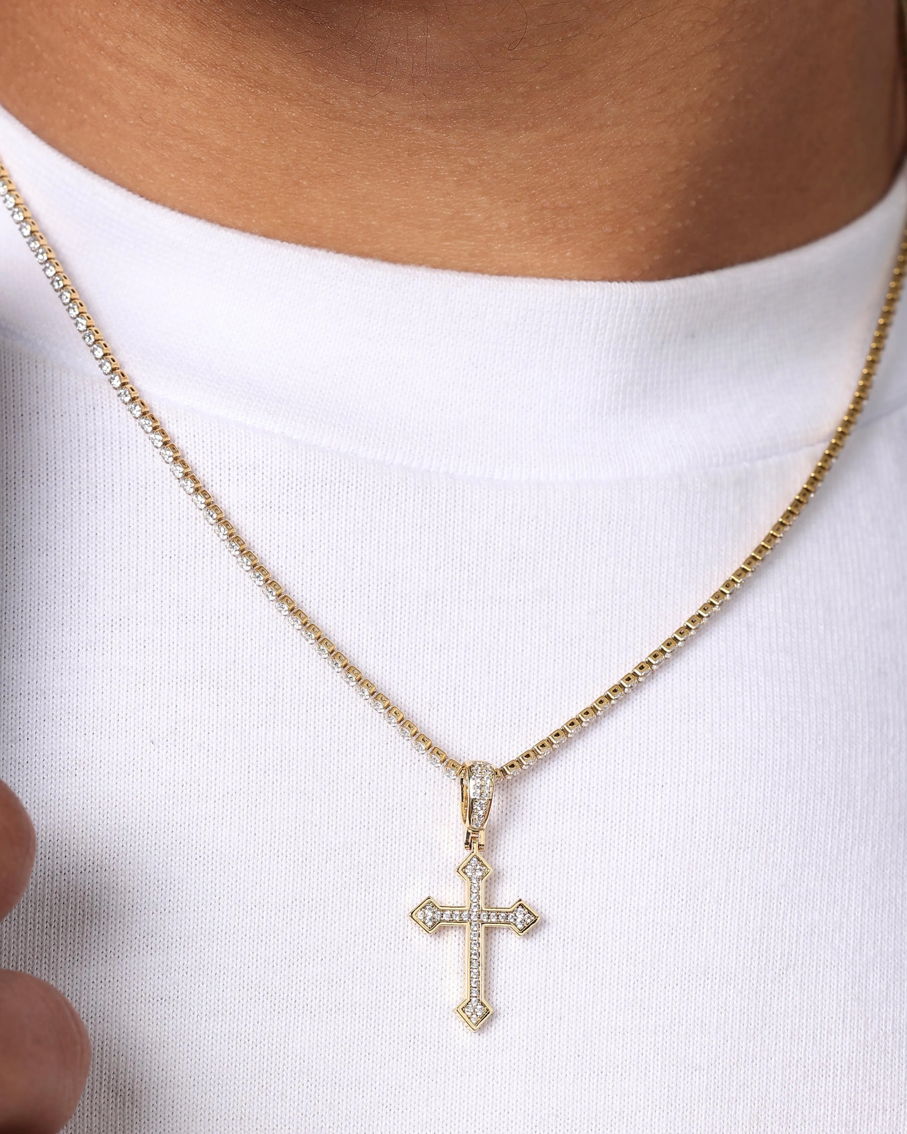 NXS Crusaders Tennis Necklace Iced Gold