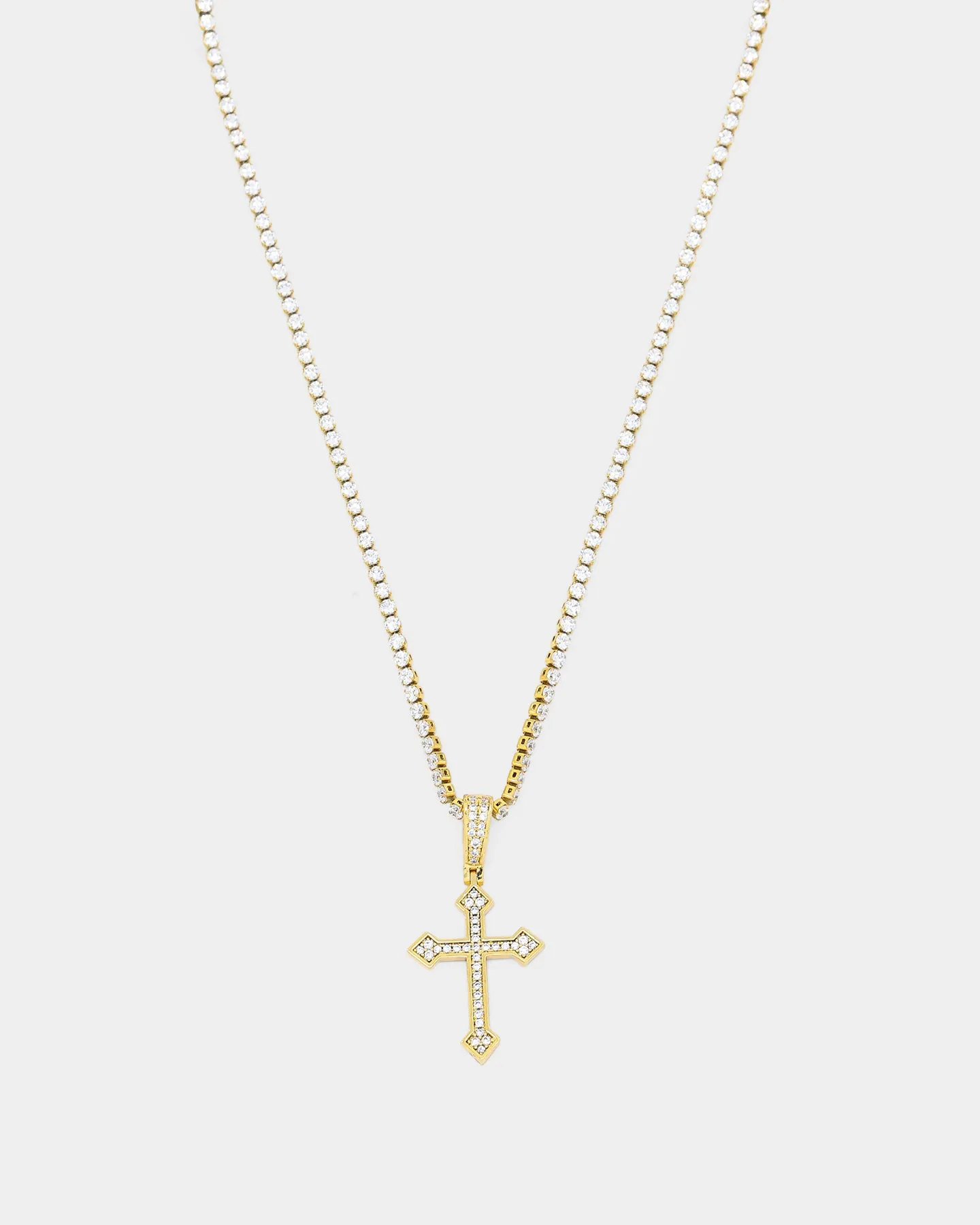 NXS Crusaders Tennis Necklace Iced Gold