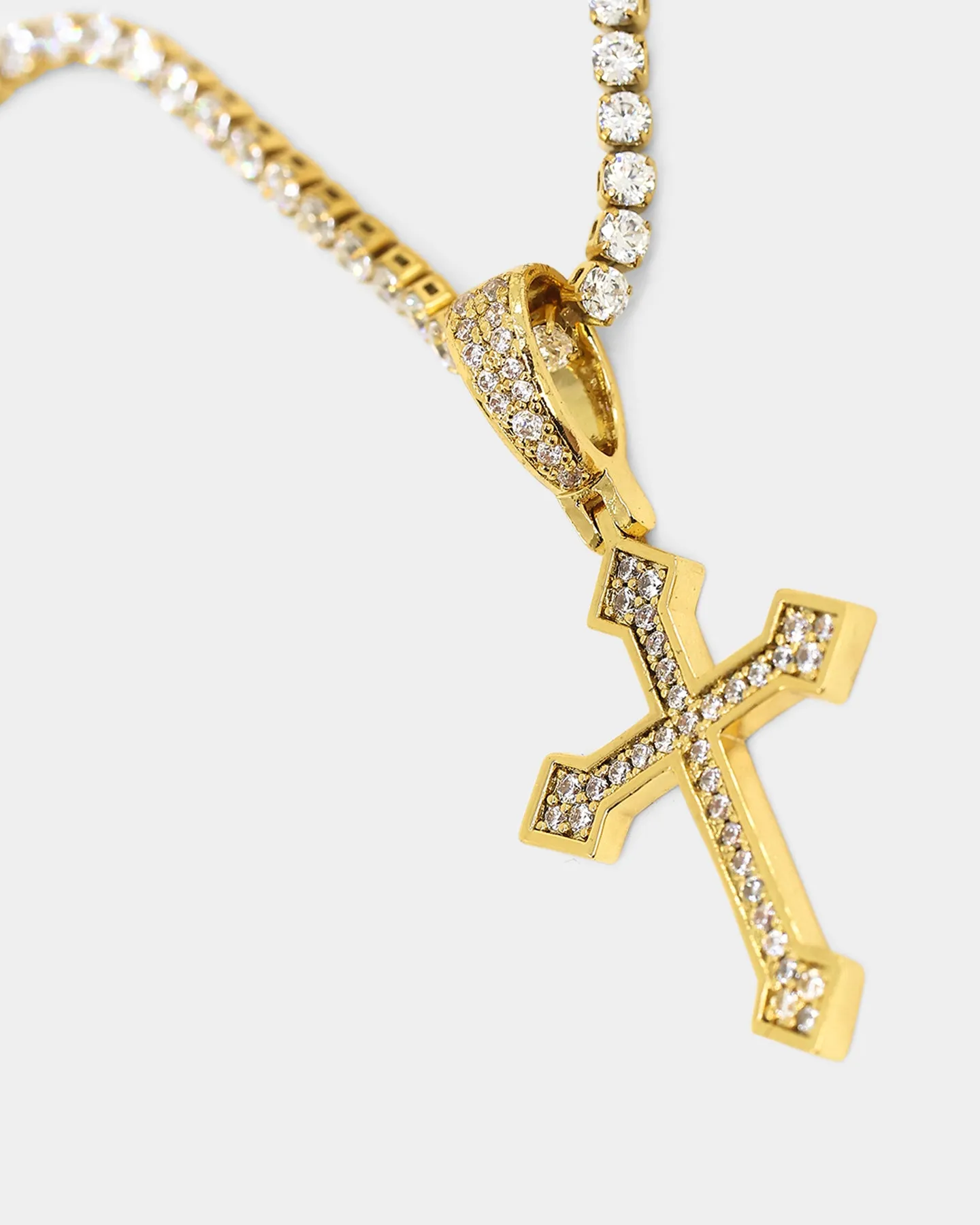 NXS Crusaders Tennis Necklace Iced Gold