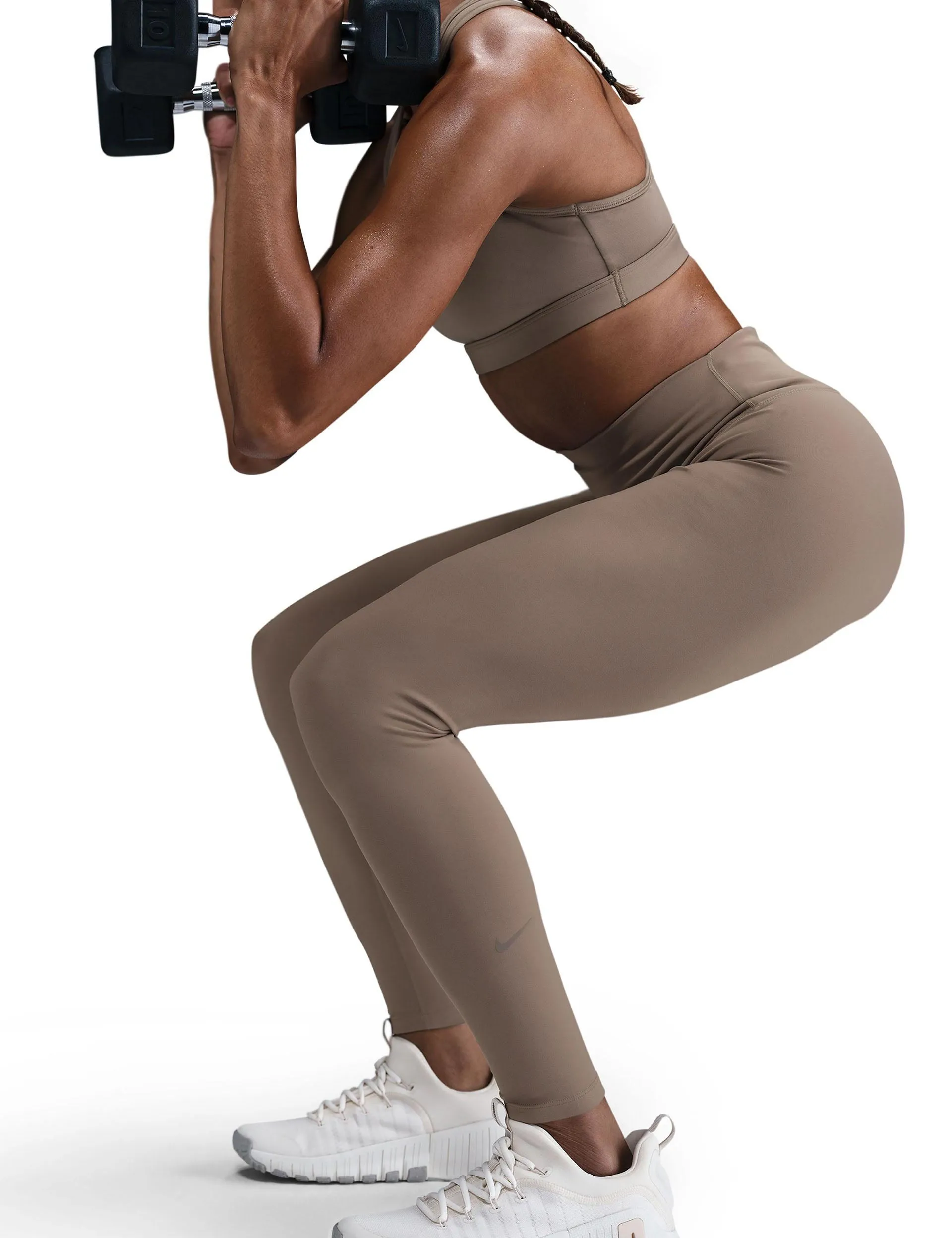 One High Waisted Leggings - Mink Brown/Black