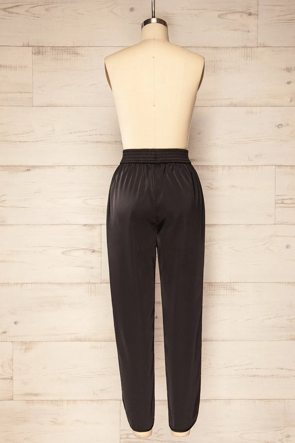 Oshawa | Straight Leg Satin Pants w/ Elastic Waist