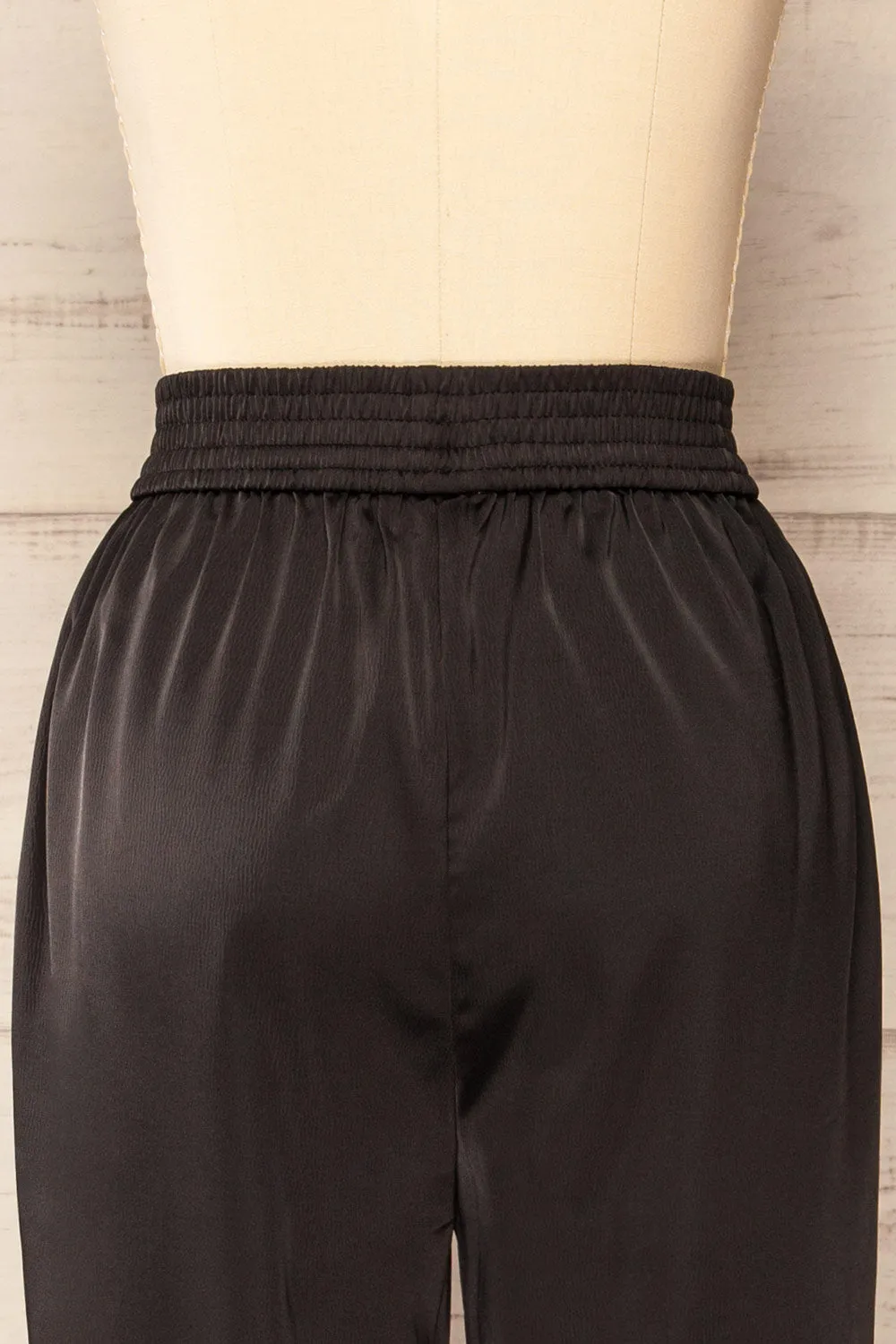 Oshawa | Straight Leg Satin Pants w/ Elastic Waist