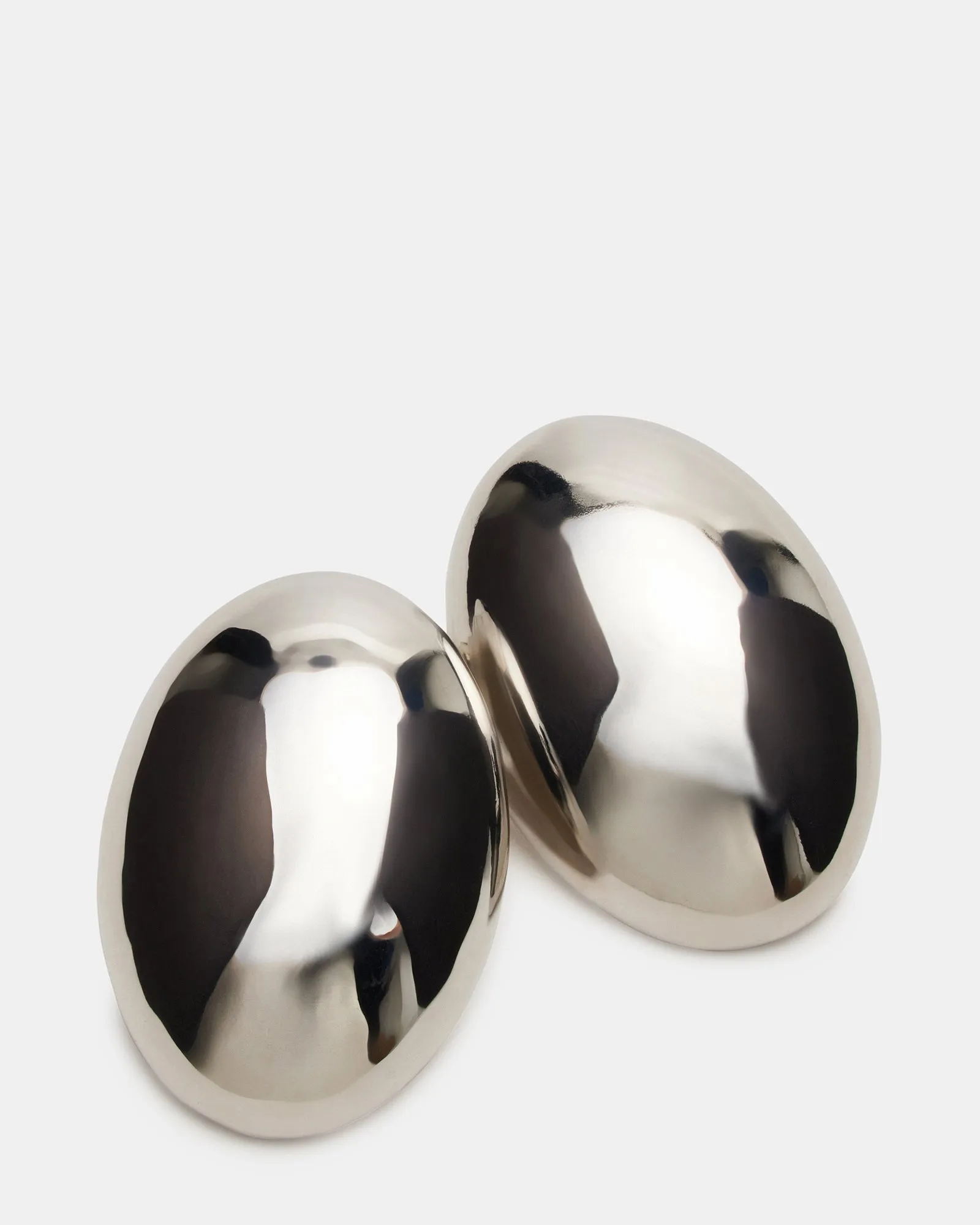 OVAL STUD EARRINGS SILVER
