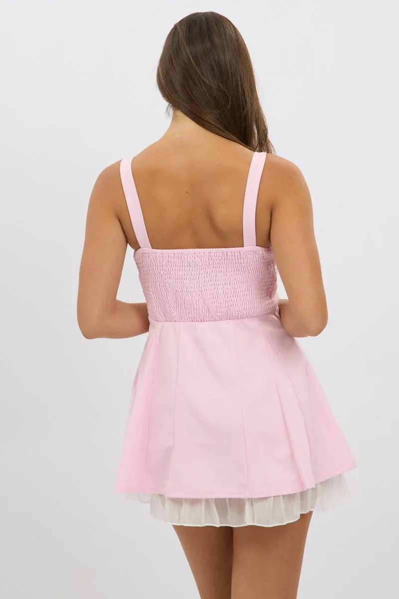 Pink Fit And Flare Dress Mini