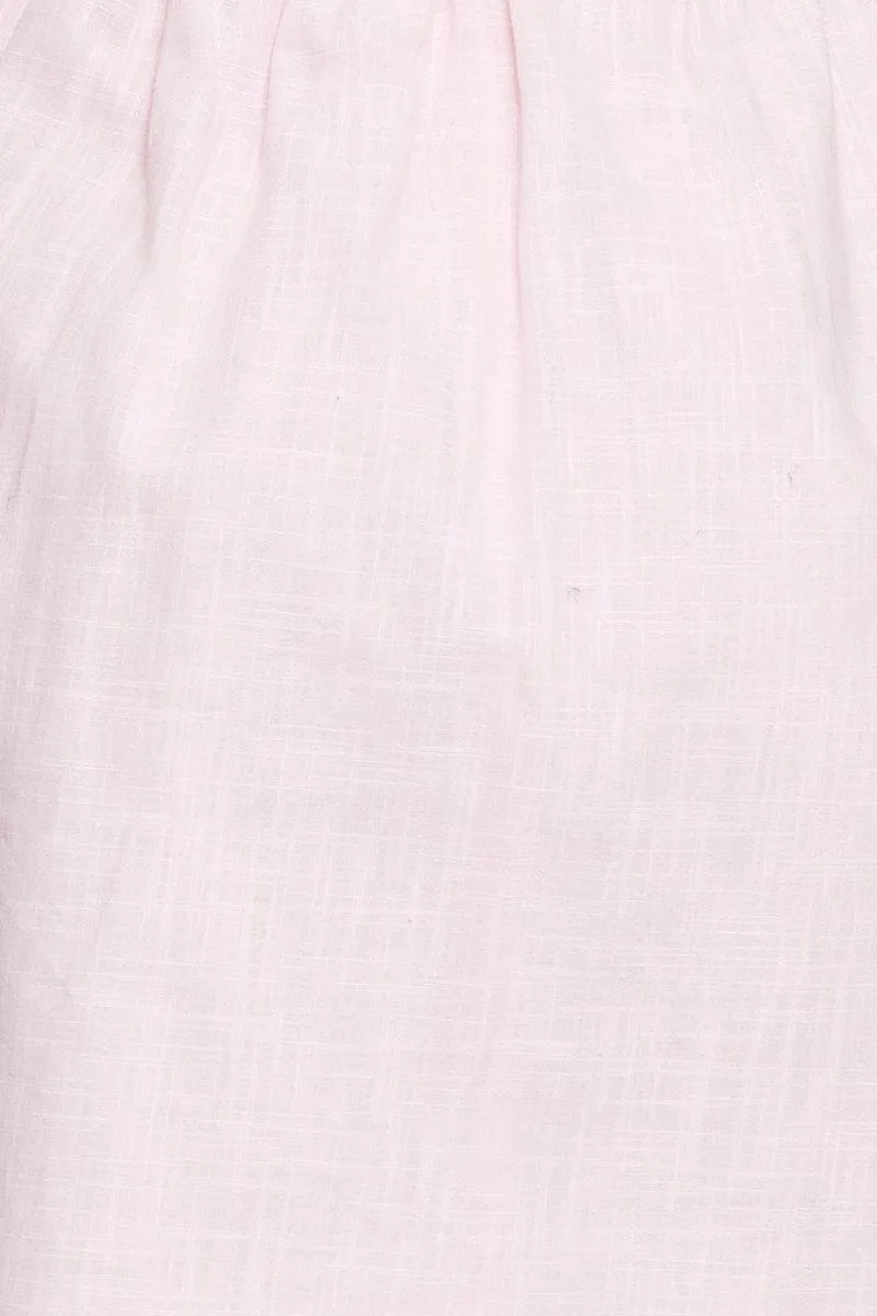 Pink Fit And Flare Dress Short Sleeve Round Neck