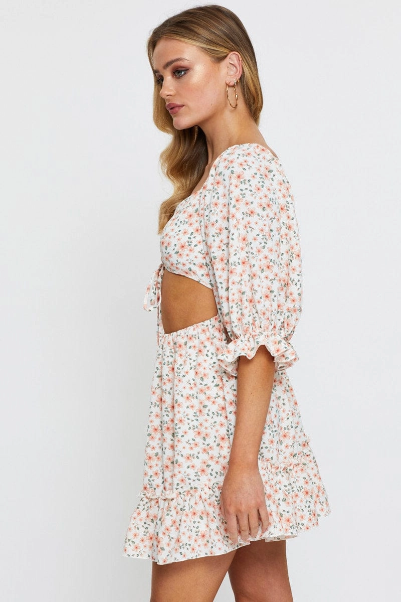 Print Mini Dress Long Sleeve