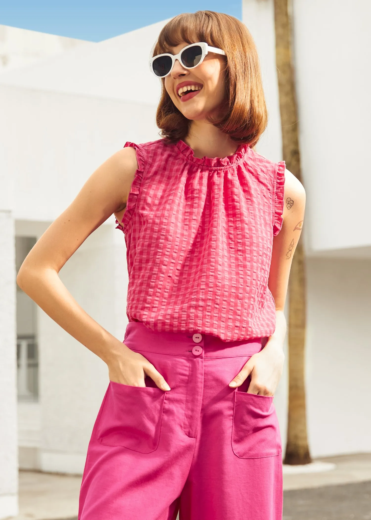 Raspberry Ruffle Blouse