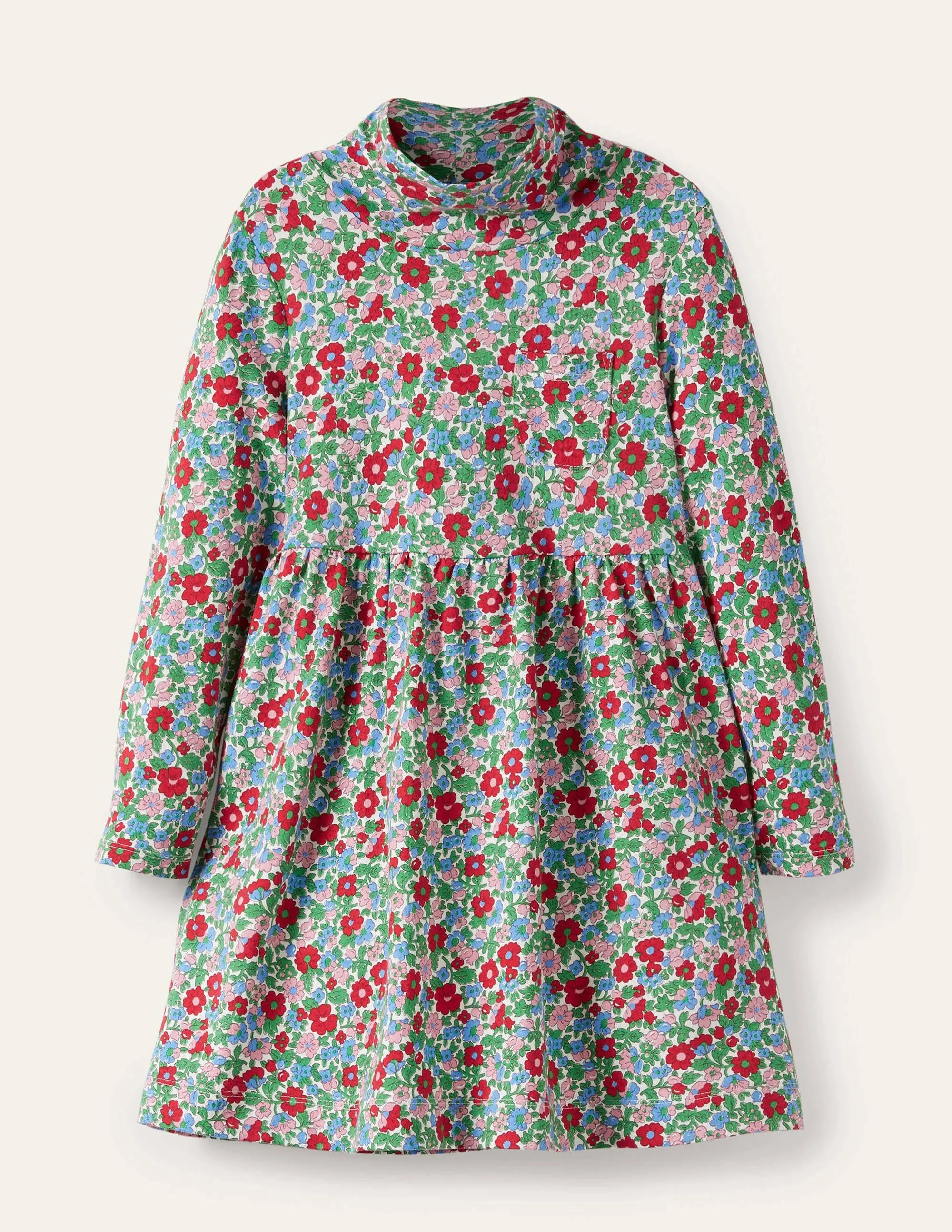 Roll Neck Supersoft Dress-Multi Vintage Bloom