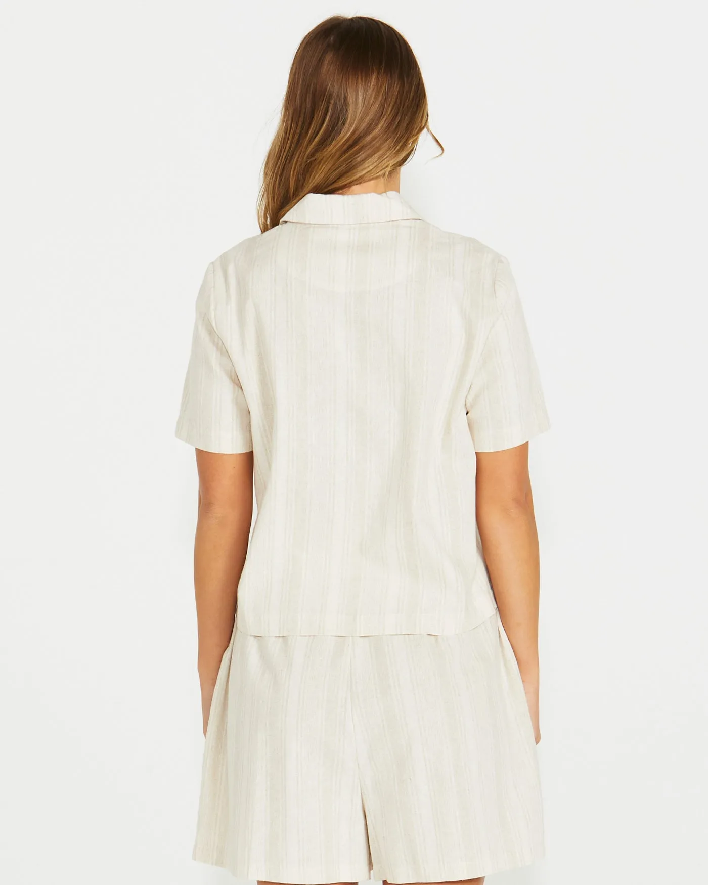 Sass Odell Short Sleeve Shirt Natural Stripe