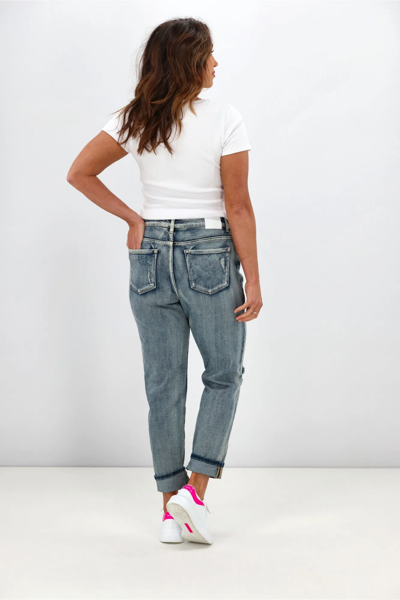 Shine On Label Ryker Slim Leg Turn Up Cuff Jean Indigo