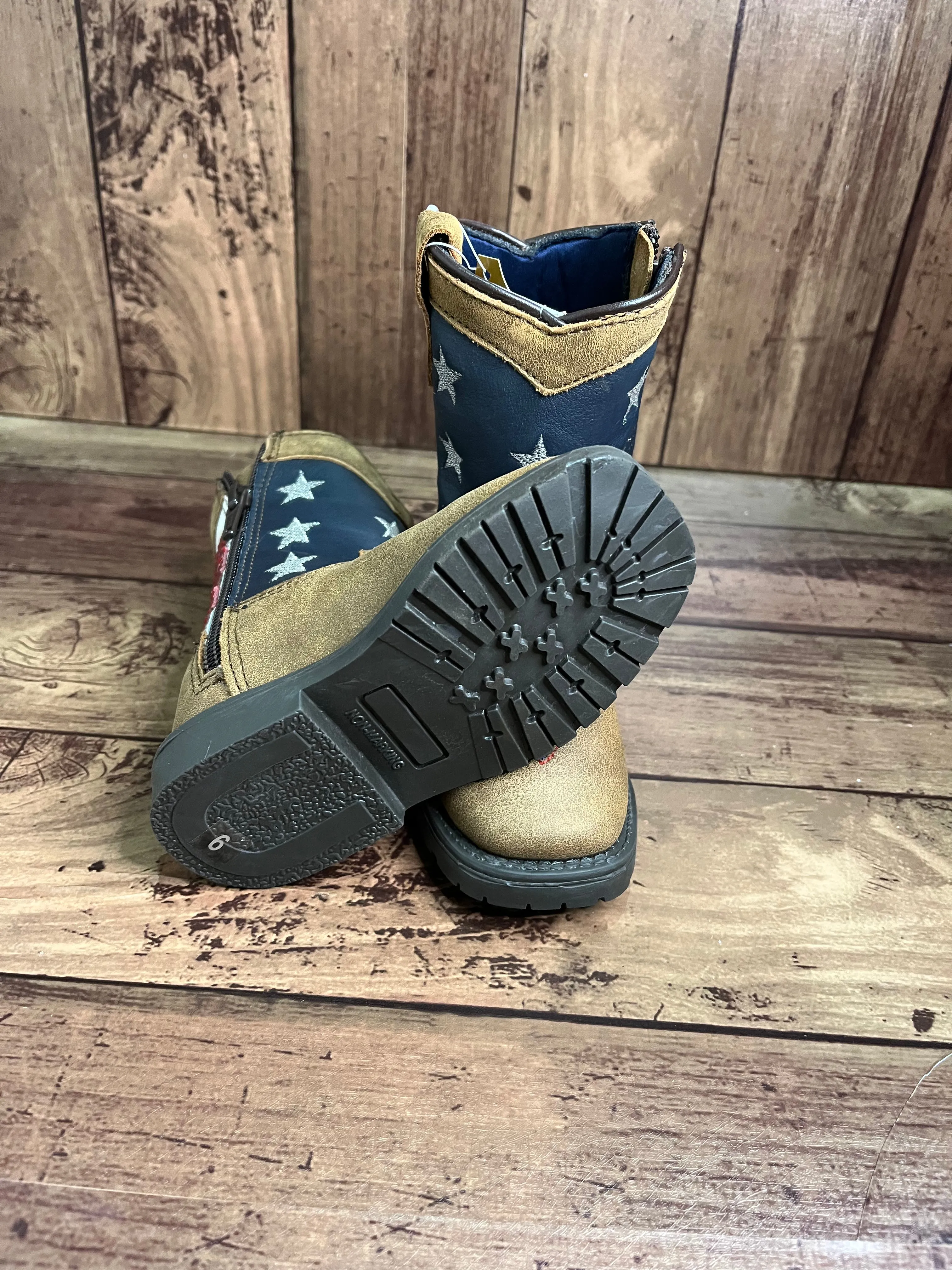Smoky Mountain Boots 3800T Vintage Brown Stars & Stripes Western Toddler Boots