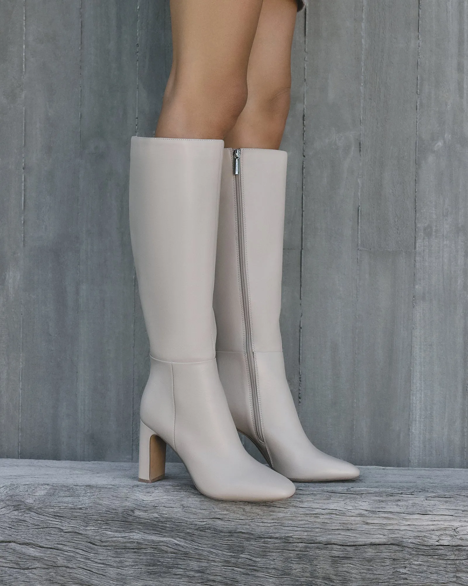 STORMI KNEE BOOTS SAND LEATHER