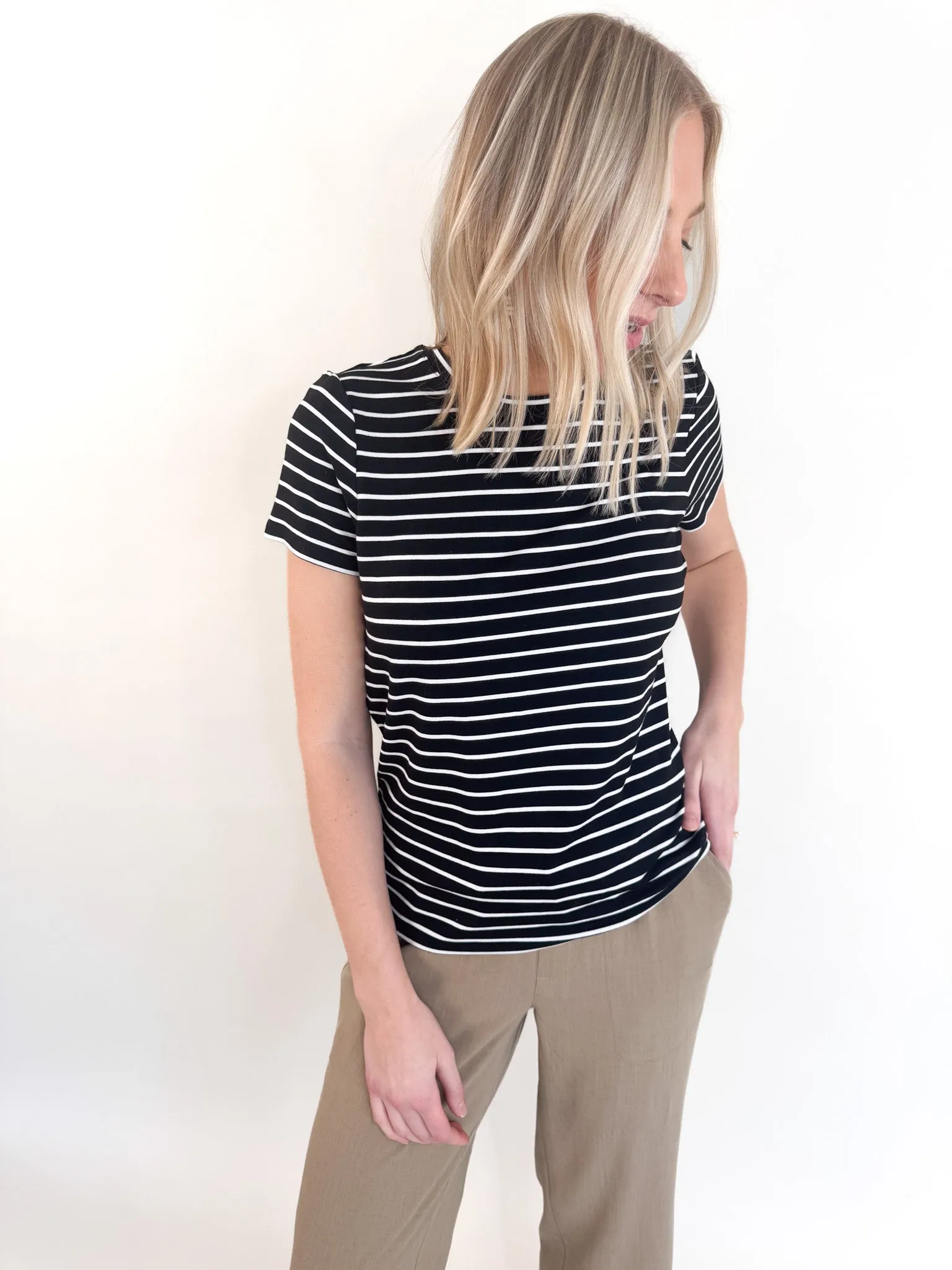Striped Basic Crewneck Tee