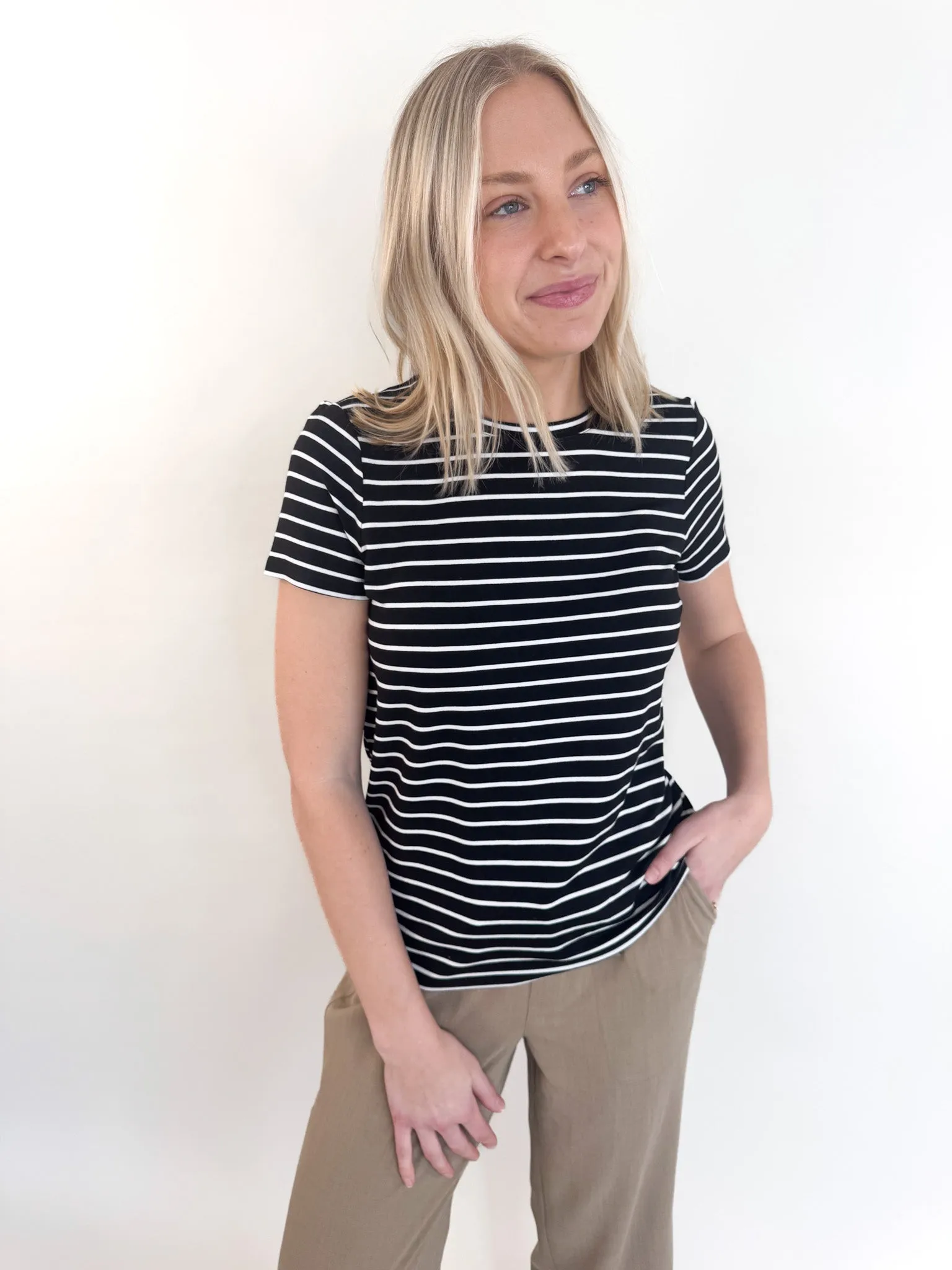 Striped Basic Crewneck Tee