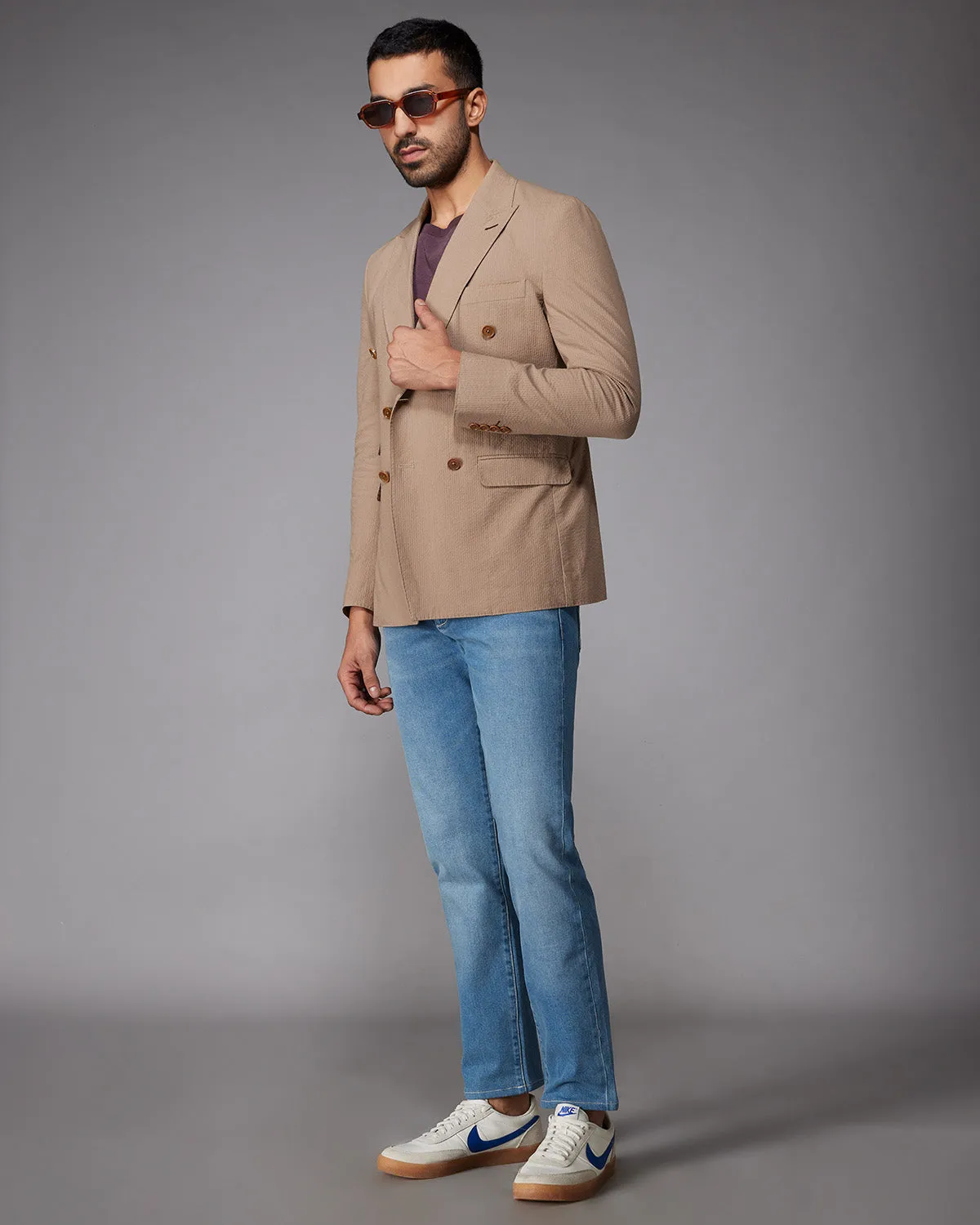 The Havenwood Double Breasted Blazer - Brown