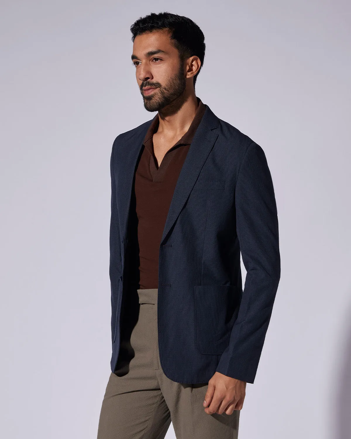The Rockwell Houndstooth Blazer - Blue