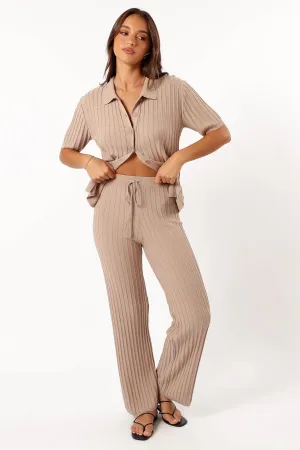 Tibi Ribbed Pant - Beige