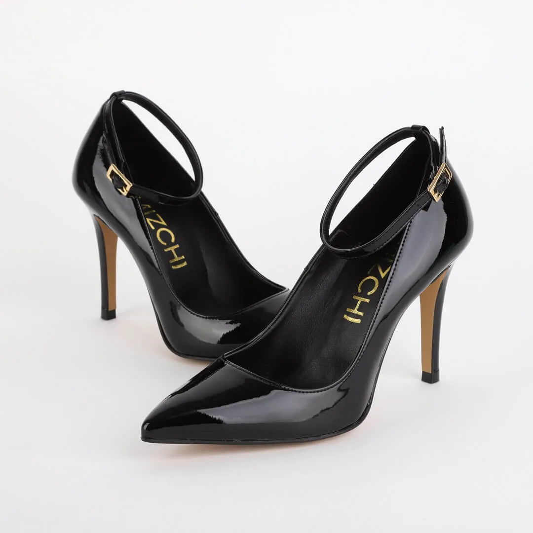 *UK size 13 - ROBIN BLACK PATENT- 9cm heels