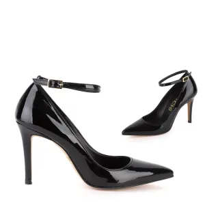 *UK size 13 - ROBIN BLACK PATENT- 9cm heels