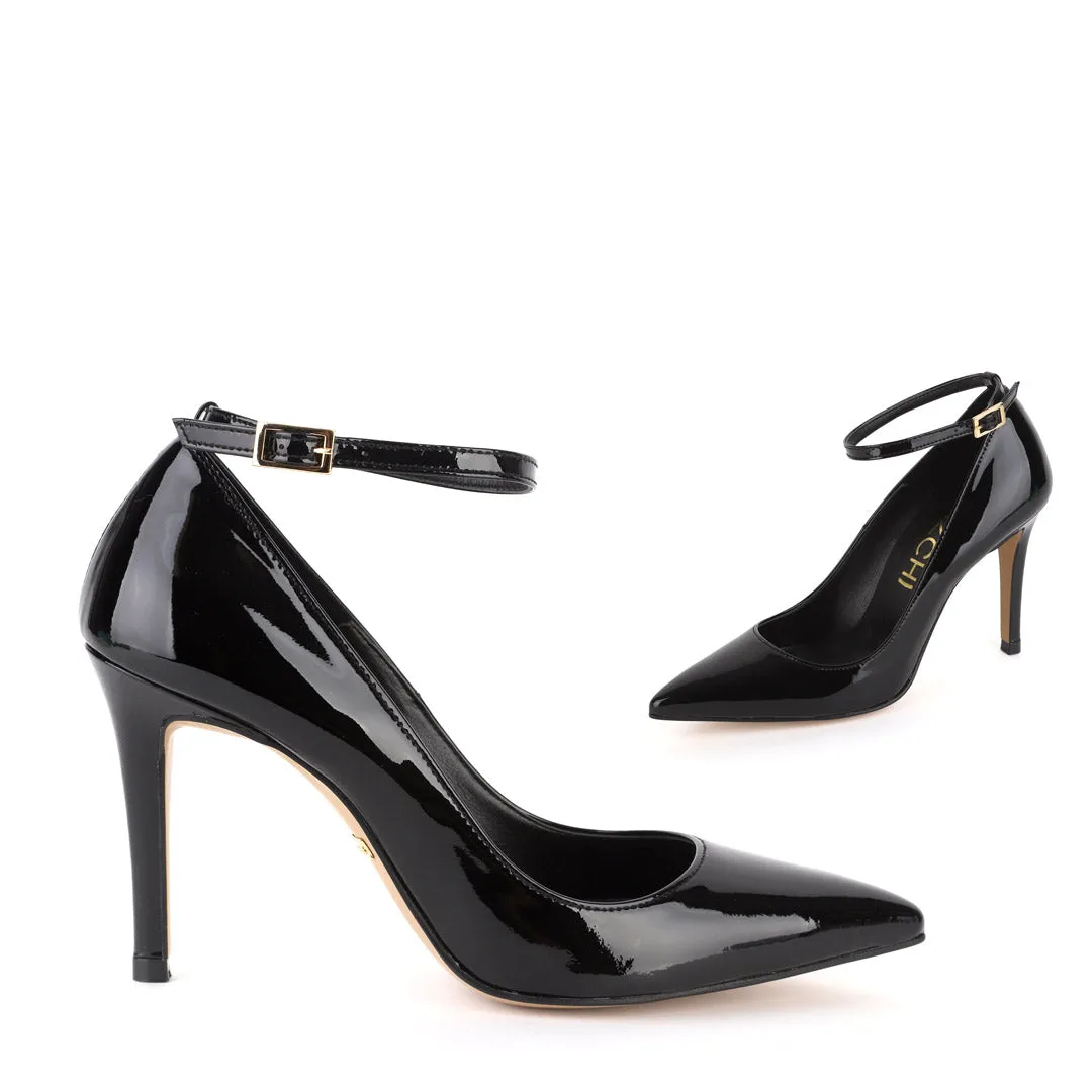 *UK size 13 - ROBIN BLACK PATENT- 9cm heels