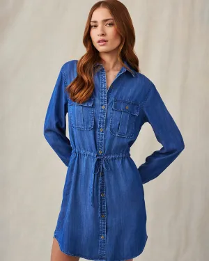 Utility Pockets Mini Shirt Dress - Moonlit Haze Wash