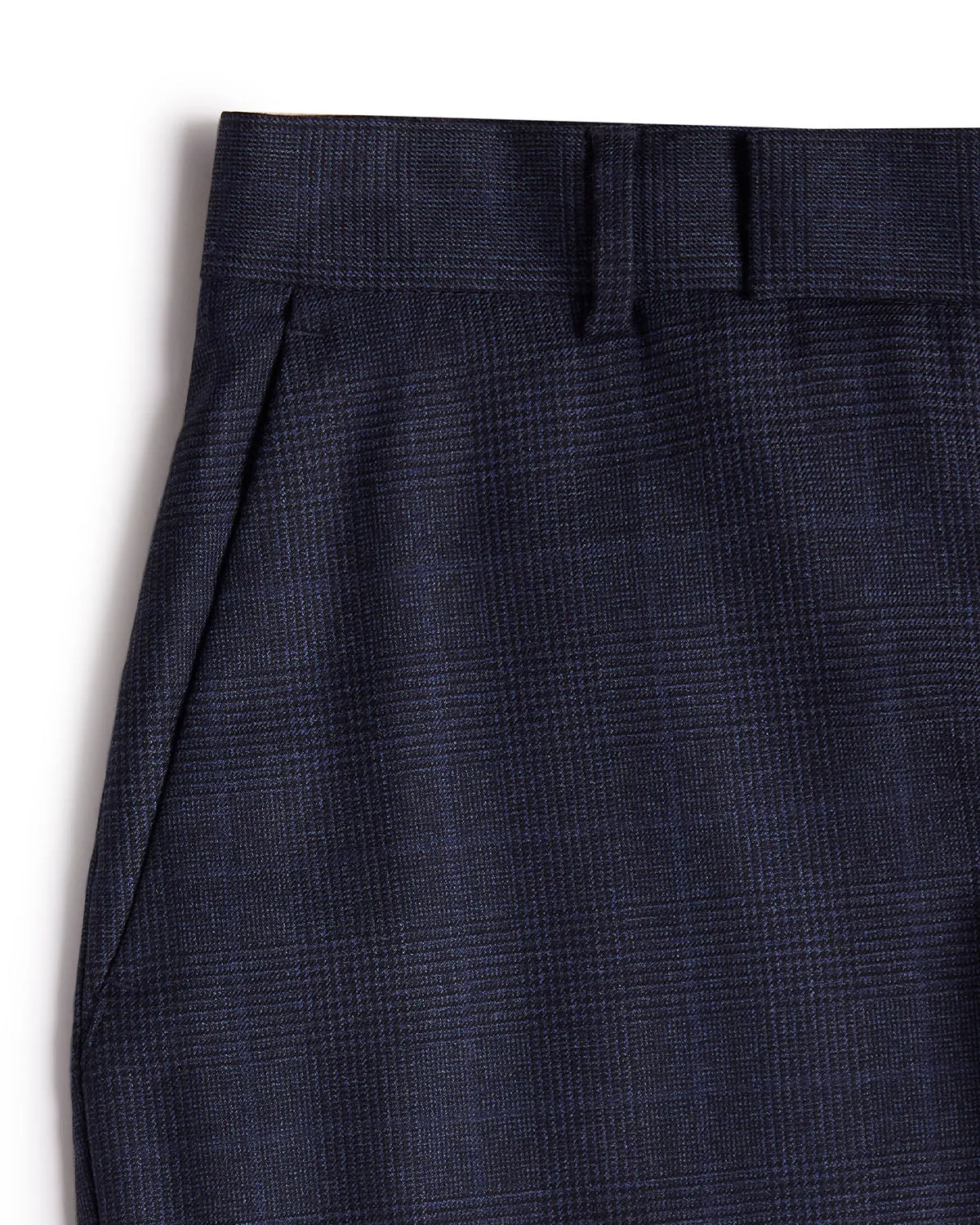 Veritas Merino Wool Checked Dress Pants - Blue