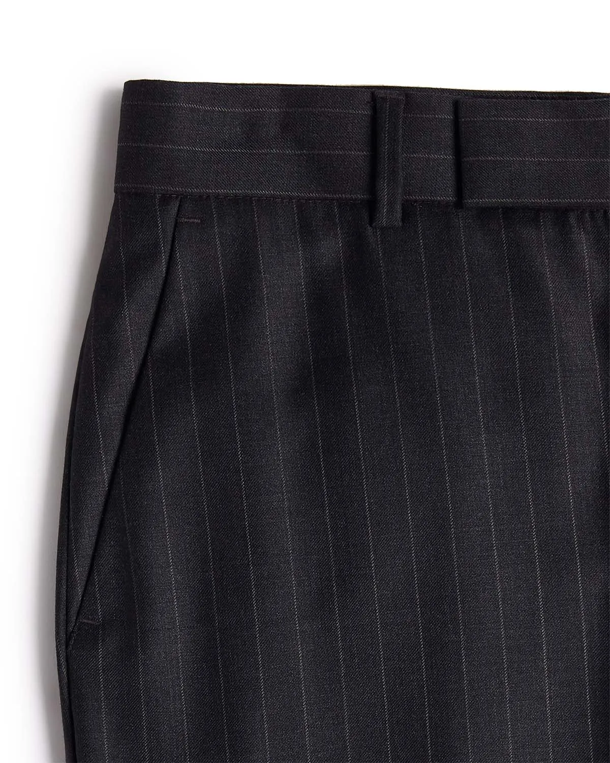 Veritas Merino Wool Striped Dress Pants - Charcoal