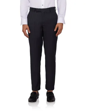 Veritas Merino Wool Striped Dress Pants - Charcoal
