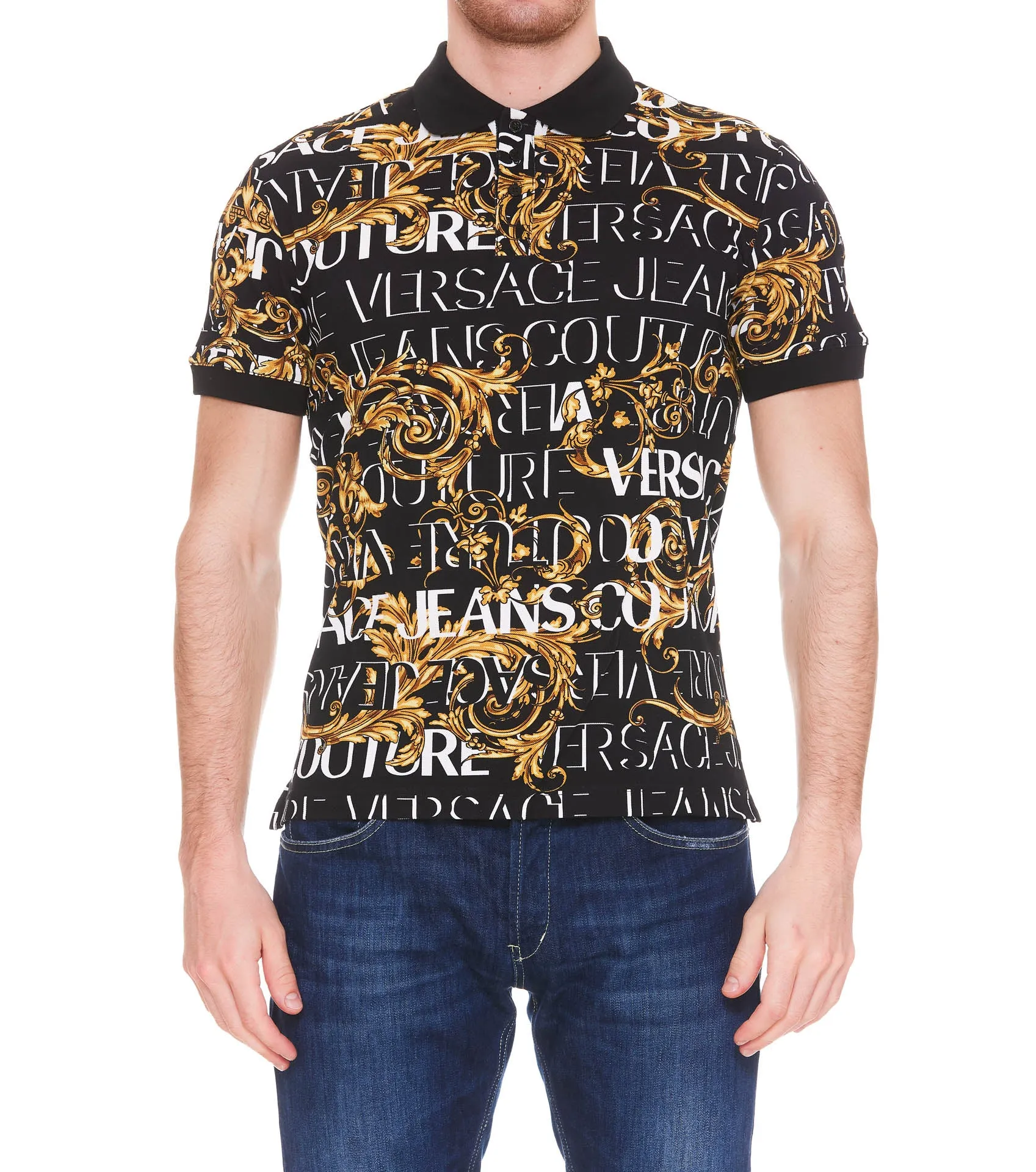 Versace Jeans Couture Baroque Printed Polo Shirt