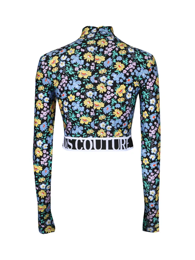 Versace Jeans Couture Floral Printed Cropped Top