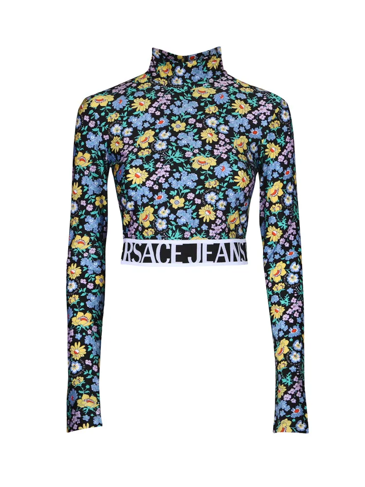 Versace Jeans Couture Floral Printed Cropped Top
